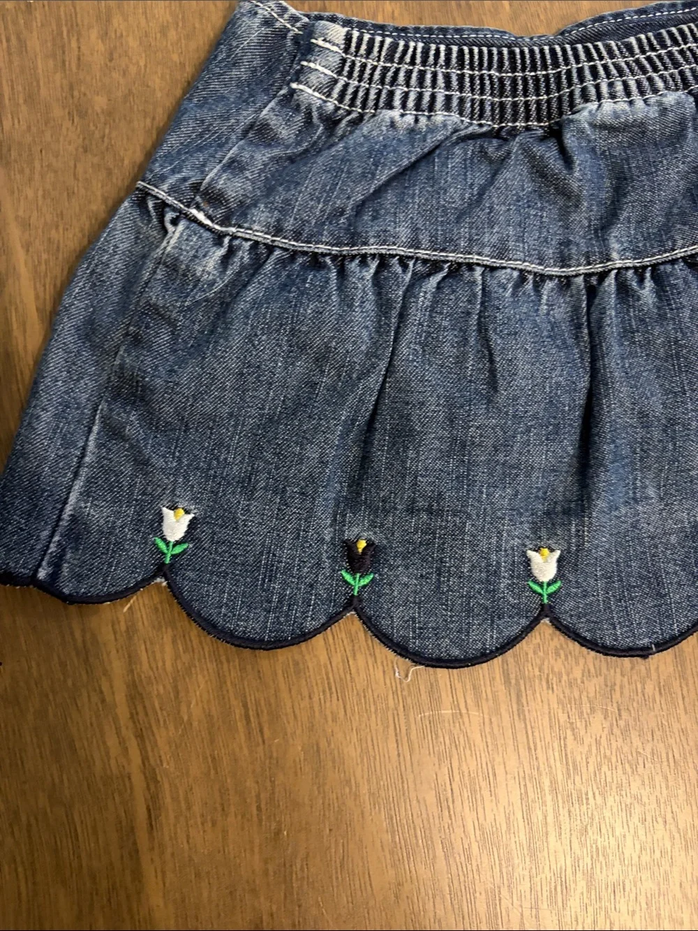 Vintage Gymboree Blue Denim Scalloped Tulips & Two Turtles Size 12-18 Months